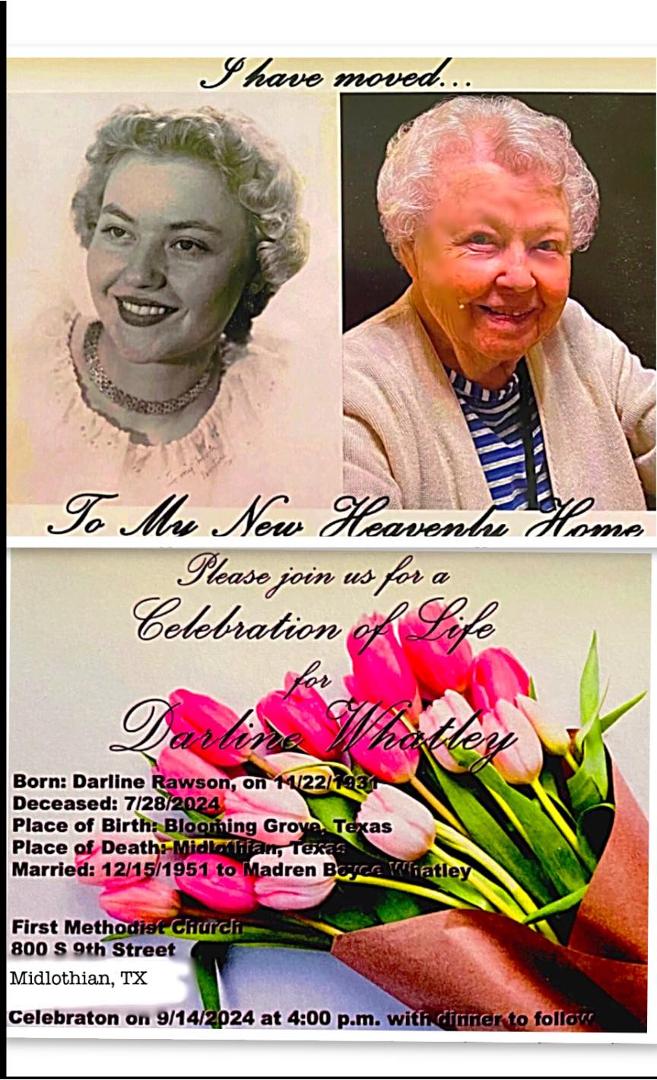 Darline (Rawson) Whatley's celebration of life!