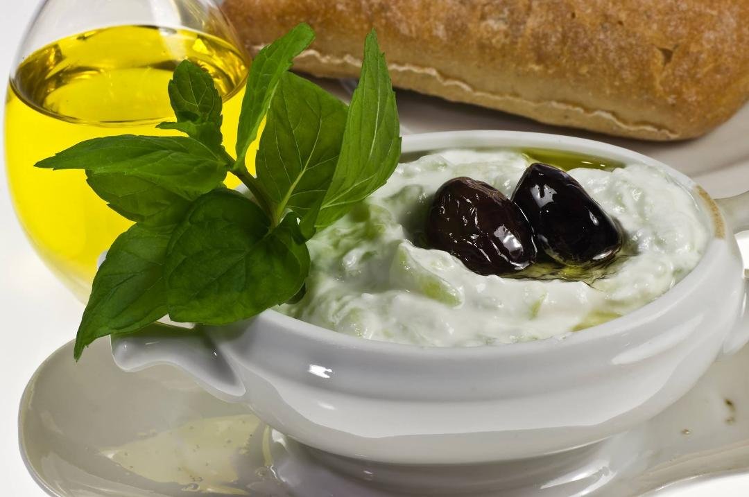 My dad loved this sauce on his vine ripe tomatoes.
Tzatziki. Opa! (Click on photo for recipe).
Ingredients
½ a large cucumber, unpeeled
1½ cups plain full-fat Greek yogurt
2 large garlic cloves, finely minced
2 Tablespoons
