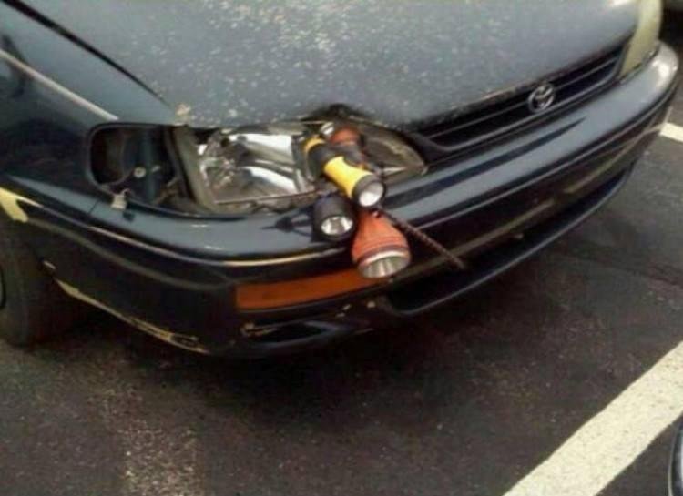 Redneck ingenuity: Headlight replacement