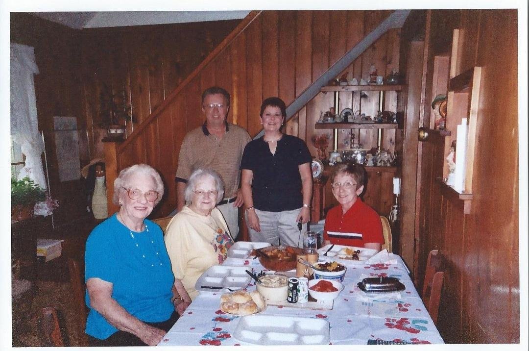 A fun get-together with my Mother's cousin, Kate Guillett, in Midland, MI. Also, cousins, Catherine Nemeth, Harry and Joann Engels. Probably 1997-ish.