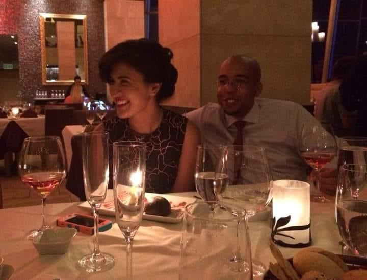 My son and daughter in law having dinner