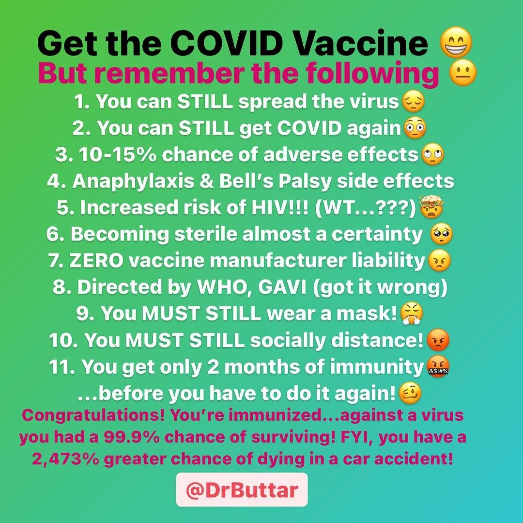 If you got the vaccine, aren't you glad you wasted your time and imperiled your overall health?