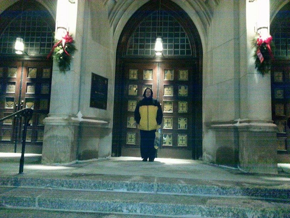 Outside the holy doors of the holy Church. The plaque on the side says something about them unfortunately my eyes were frozen and couldn't read it below zero last night