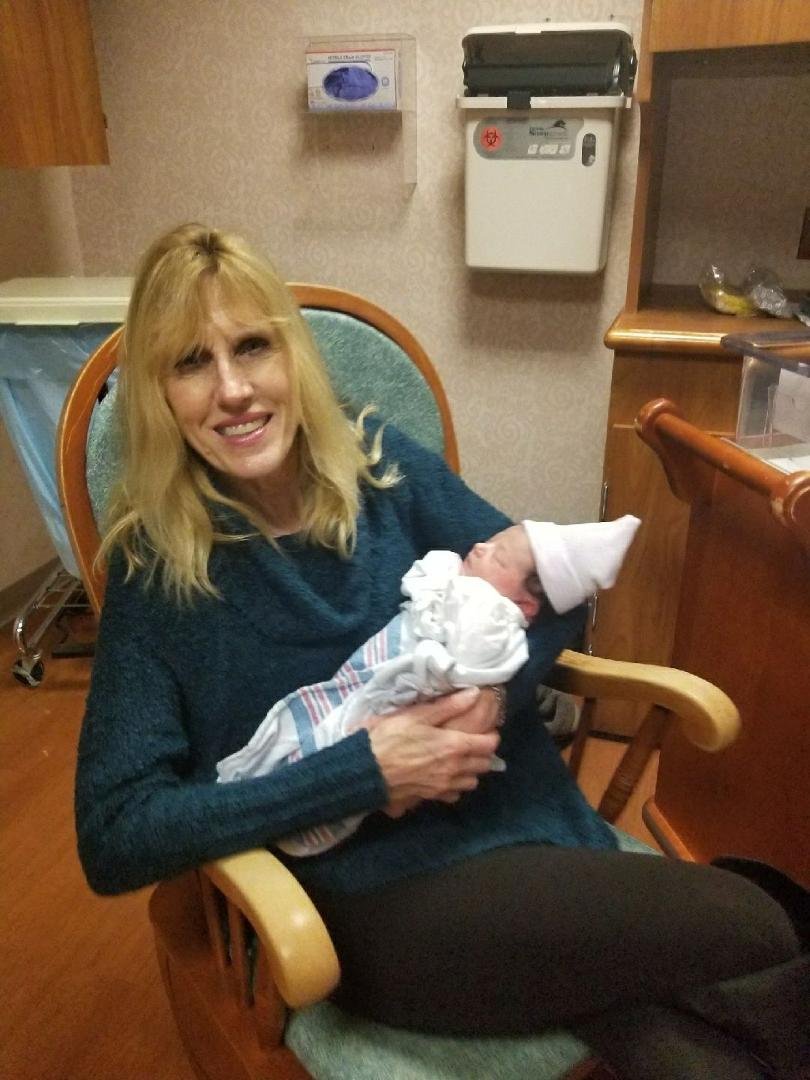 Grandma with her new granddaughter.Angelina Marie