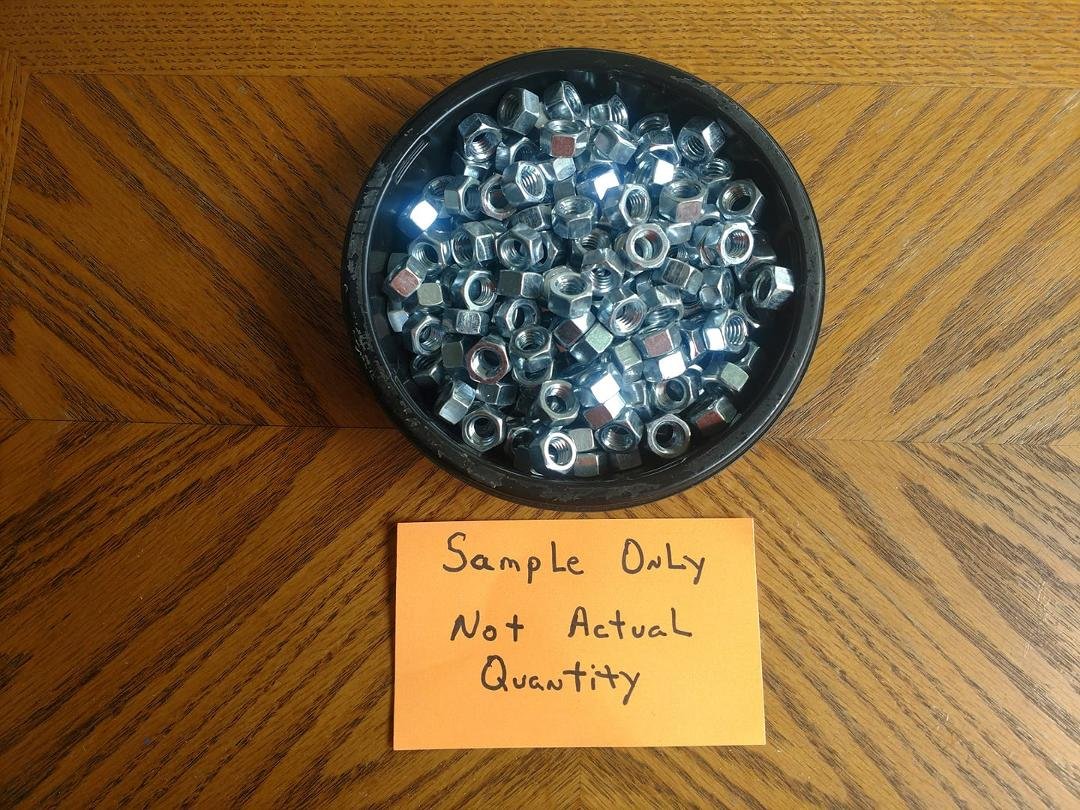 Qty: 1000, 3/8"-16 zinc coated steel hex nuts. 3 lots of 1000 available. We'll sell in quantities or 250 or 500, @.05 each.