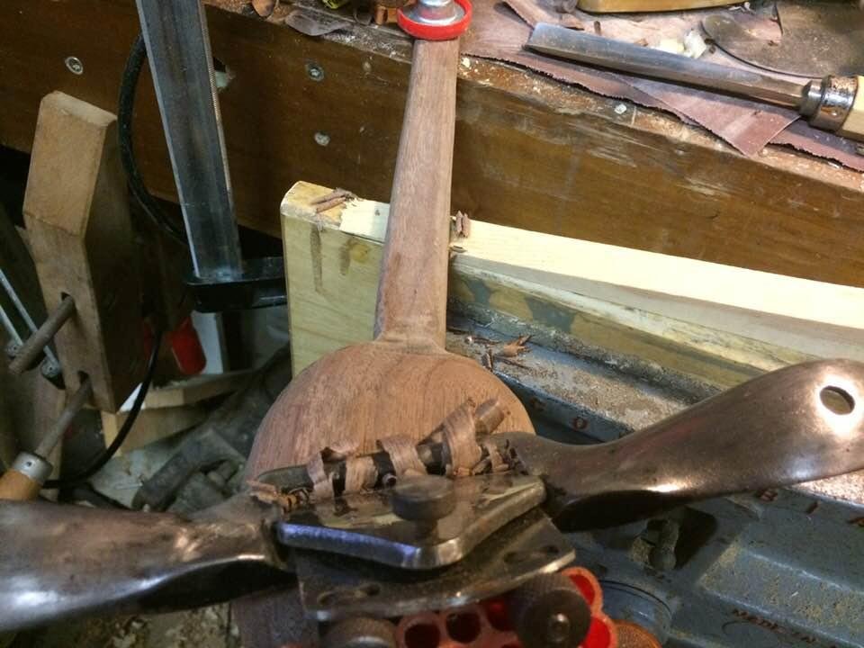 A new project in the works: walnut soup wand. The tool below is a late 1800’s spoke shave I restored recently. I enjoy the process of restoring old tools that yield first class performance. We also decided that the “shop
