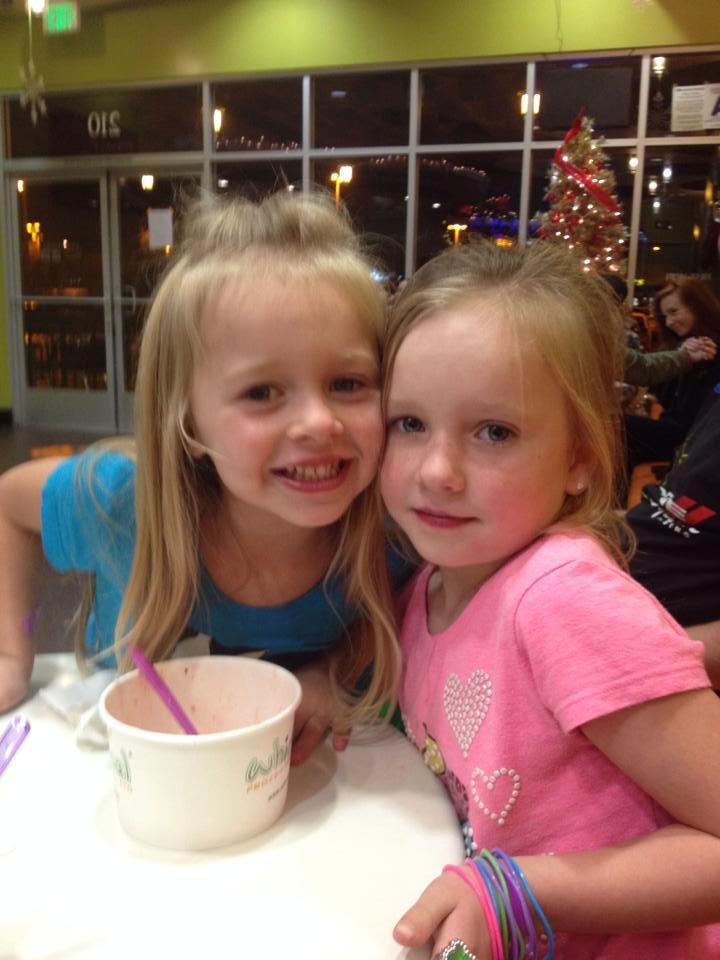 First night with granddaughters in town, first pizza with nanny great then whimsical<3