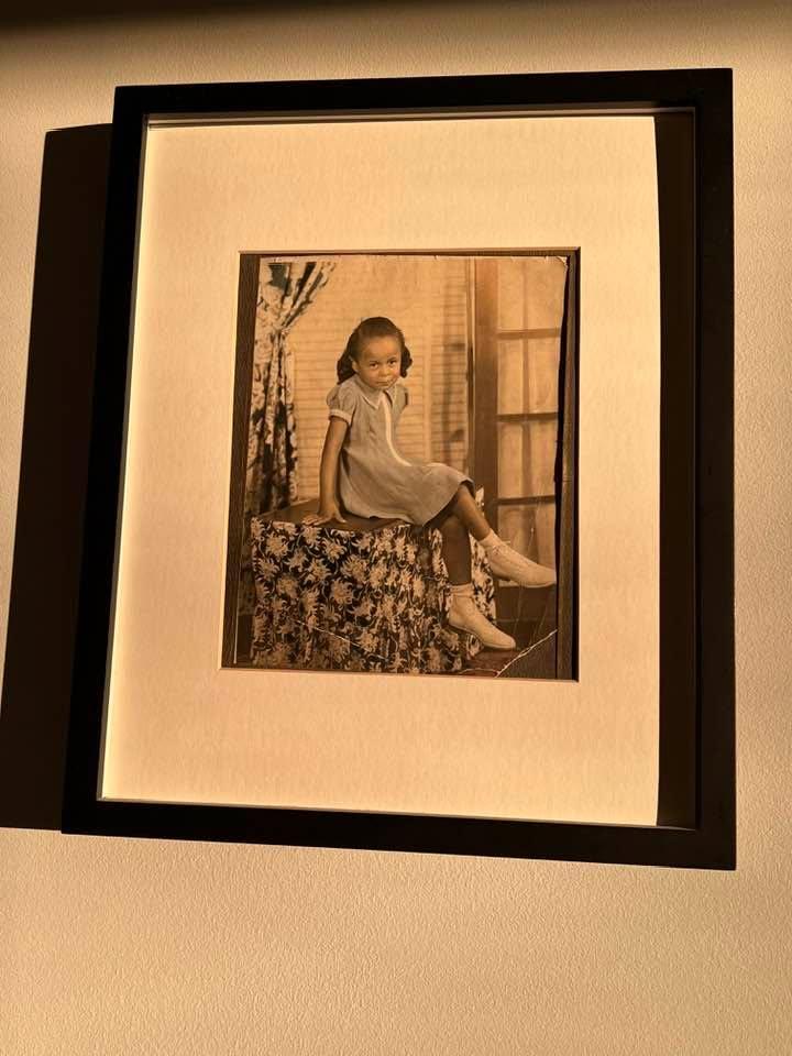 This morning I was going to the Kitchen for a cup of coffee & a sun beam was highlighting my Mom’s picture when she was a little girl. It was a moment. Love you, Mama.