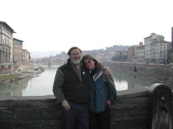 On the Ponte Vecchio over the Arno. The people, art & architecture, history, music, climate, food, wine, well, everything of Florence are so wonderfully special. It was very hard to leave.
