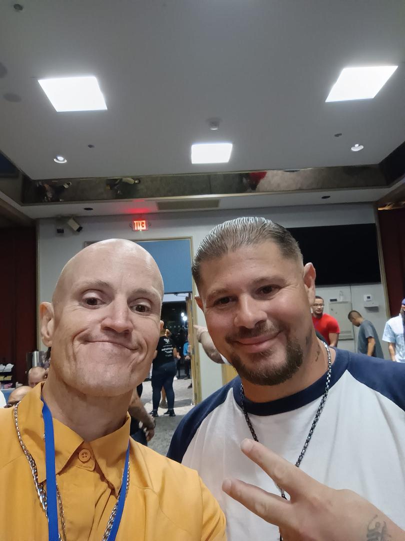Me and my Christian Brother,JJ at Church tonight. I love this man with my whole heart! He's killing it out here, got out of prison on the same day as I did...from the same yard! Already got employment and staying clean and