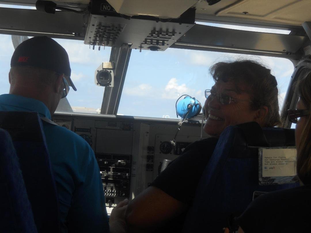 The scariest part of the flight- Loretta was co-pilot.