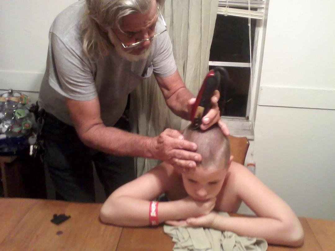 Grandpa giving Chayce his buzzzzzzzzzzzzzzzz