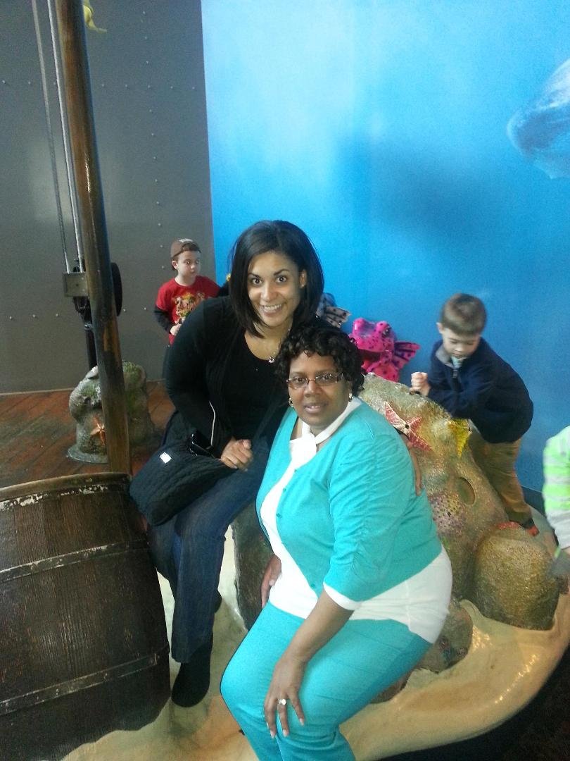My sister and I at the aquarium in Gatlinburg.