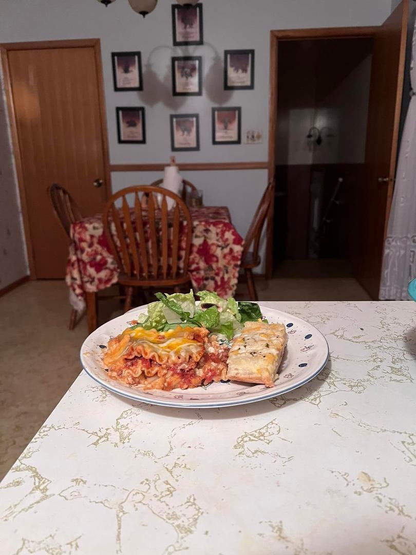 Lasagna, Caesar salad and garlic bread on the menu tonight.