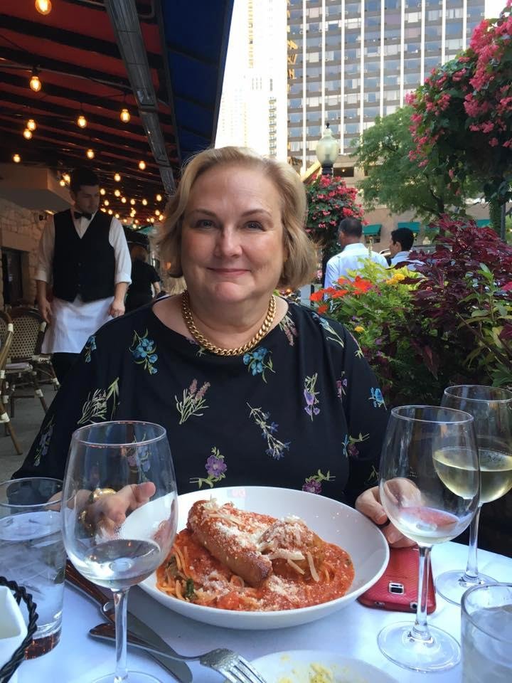 Carmine's and excellent Italian tonight. Liz had spaghetti and meatballs (and some tasty spicy sausage). I had an incredible chicken parmigiana.
Yet another great night on the patio of the restaurant. This fall has been.