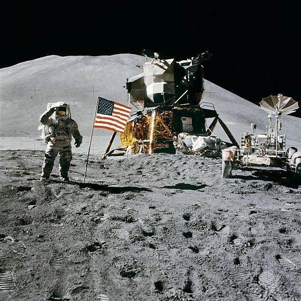 Apollo 15 American Flag Lunar Rover United States logo on Lunar Module.