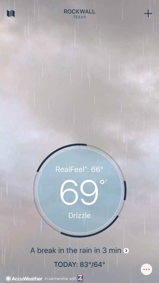 Cool rain here in Rockwall