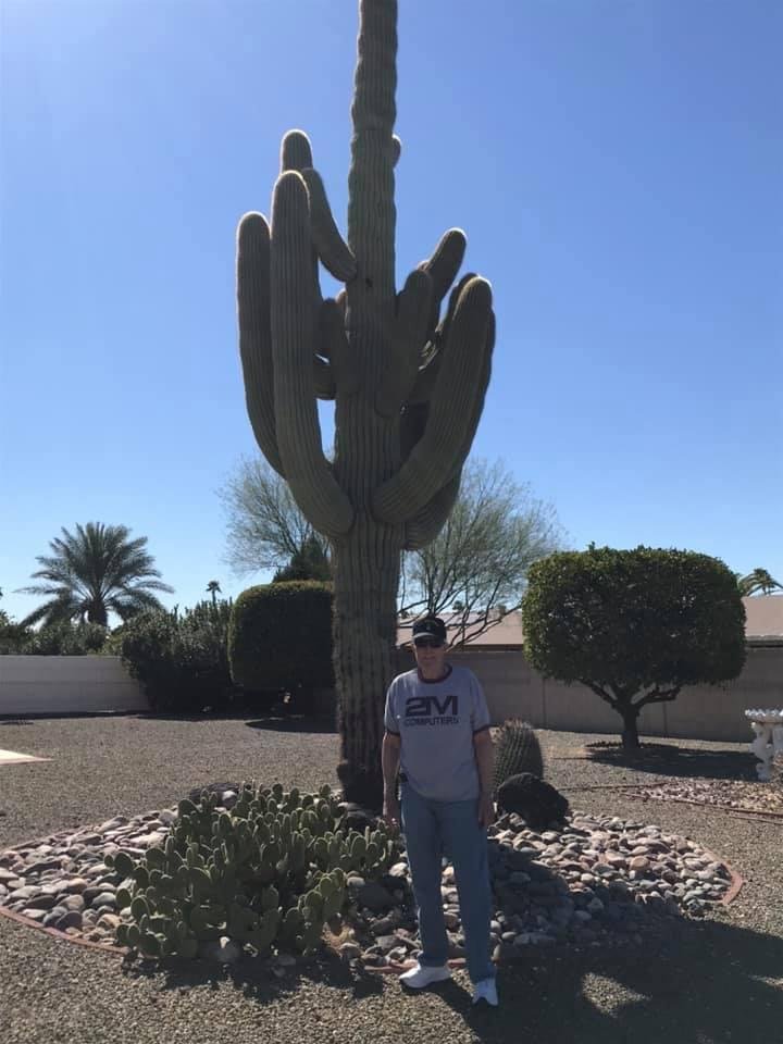 While out during our afternoon walk today we came upon this cactus. THIS IS A BIG ONE in someone’s yard!!!!
