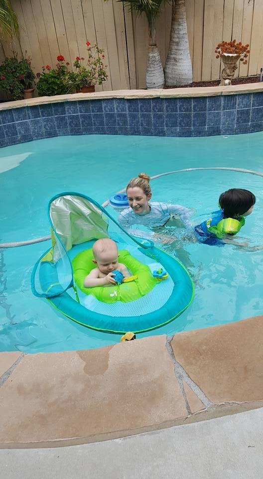 Fiona taking her first swimming lesson
