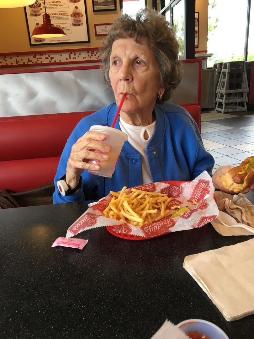 Momma & her Frankfurter..... Ok, Hot Dog