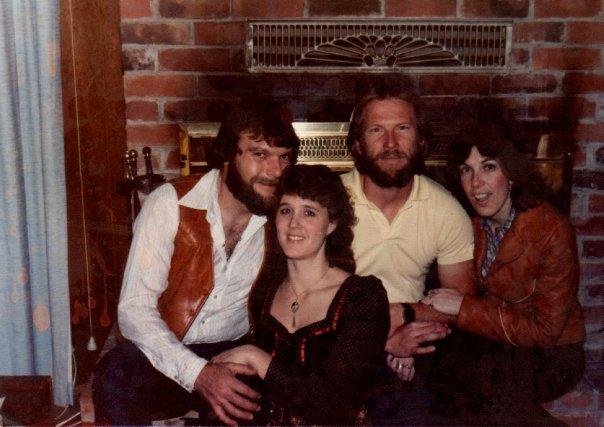 This is an old picture of our friend Doug and Dorene, and Me and Teri at a Bed & Breakfast place that they wer staying at.