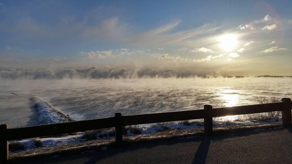 Hingham bay on fire