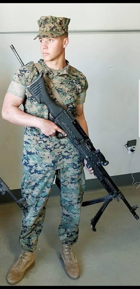 This is my grandson. I'm very proud of him for completing combat training and going to 29 Palms for radio school. Very proud :)