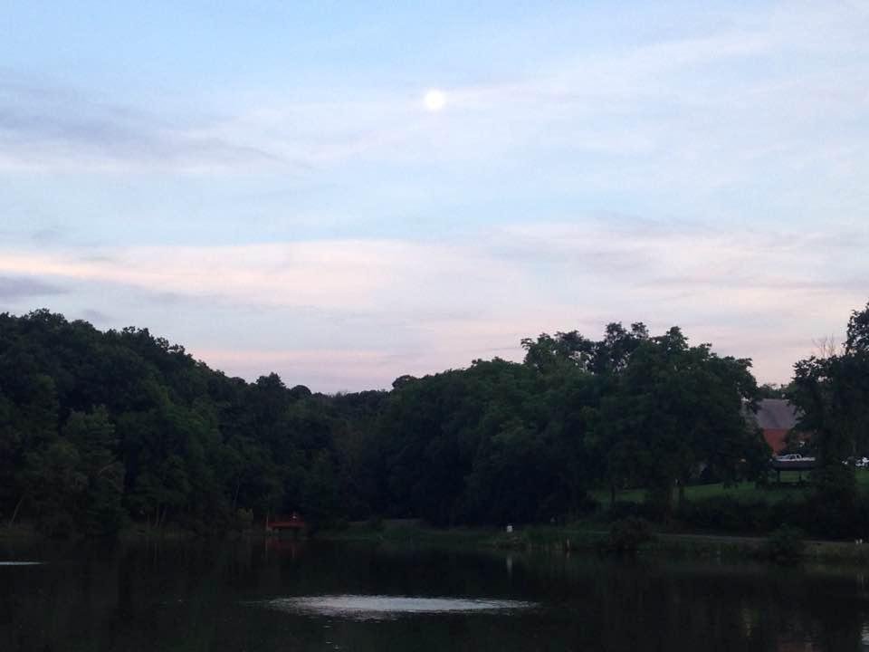 Moon over Burrell Lake tonight .