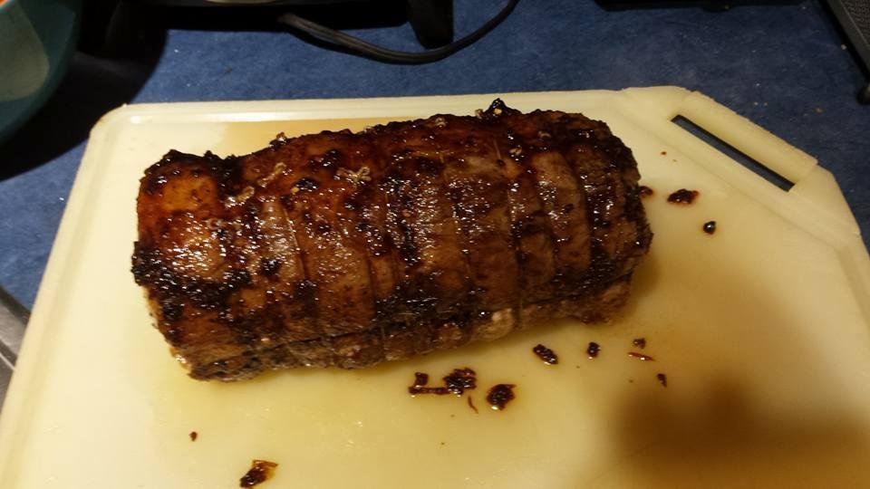 Keeping the New Years Day pork and sauerkraut tradition alive. Chipotle, blueberry and honey glazed slow roasted pork loin with homemade apple sauce. Honestly one of the best meals I every made. It doesn't make sense for Go