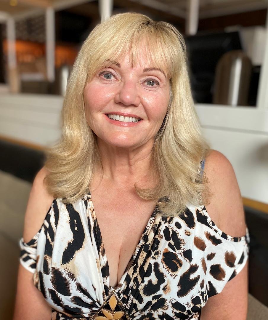 Suzy Russell Burnham, first anniversary, May 2021, at Tre Rivali restaurant, Milwaukee, where we first met.