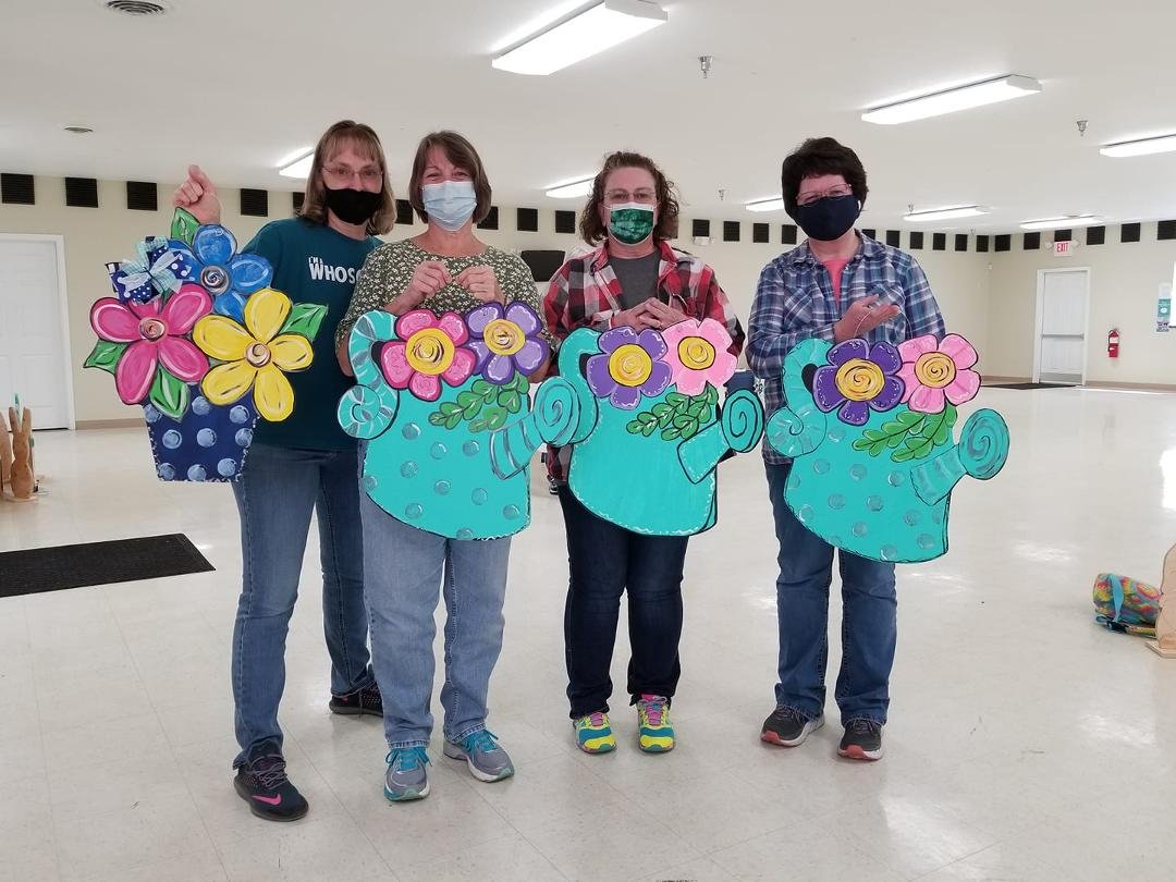 Donna, myself, Tami, and Joyce painted these with the Sign Lady yesterday.