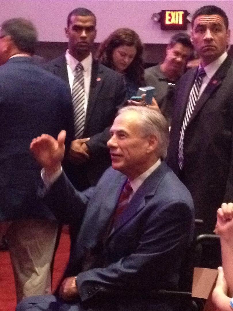 Texas Governor Gregg Abbott. Every state needs a leader of his faith and fortitude. Great message at Mobberly Baptist !!