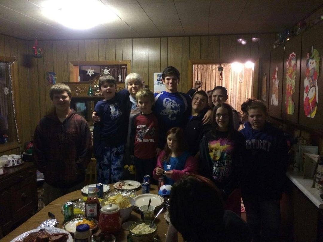 Christmas at mom's. Some of her great grandkids