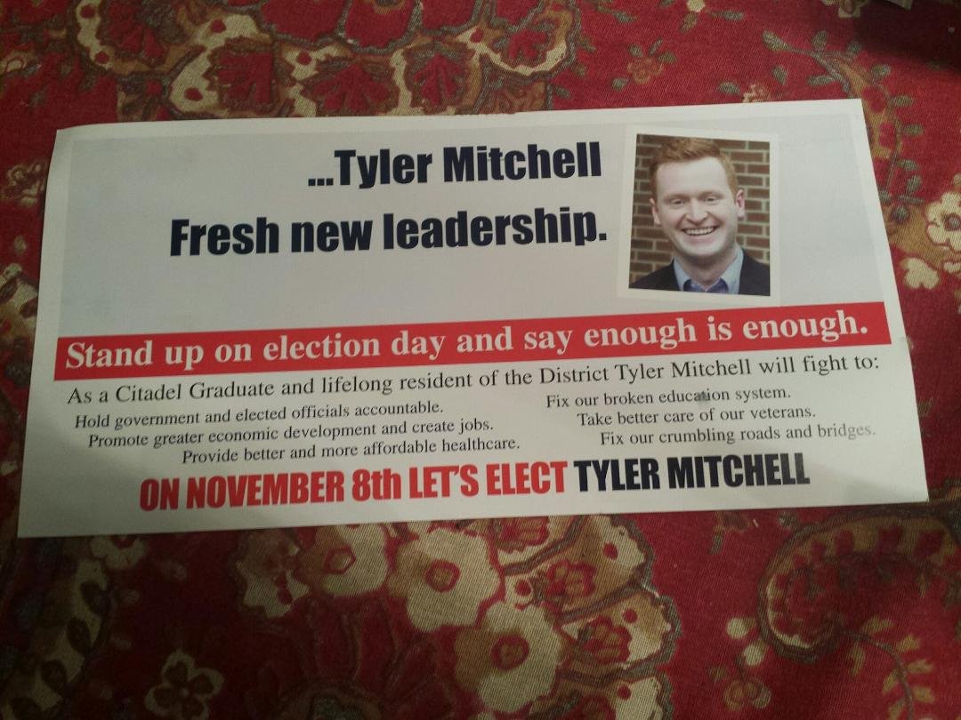 Brandon Newton - your opponent is quite embarrassing. How can he claim to be in support of education when his mailing is full of grammatical errors?:
1) "election day" should be capitalized as "Election Day",
2) say enough