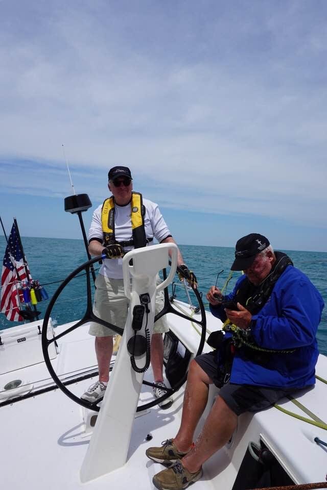 At the helm of Ocean - 86’ long & heeling