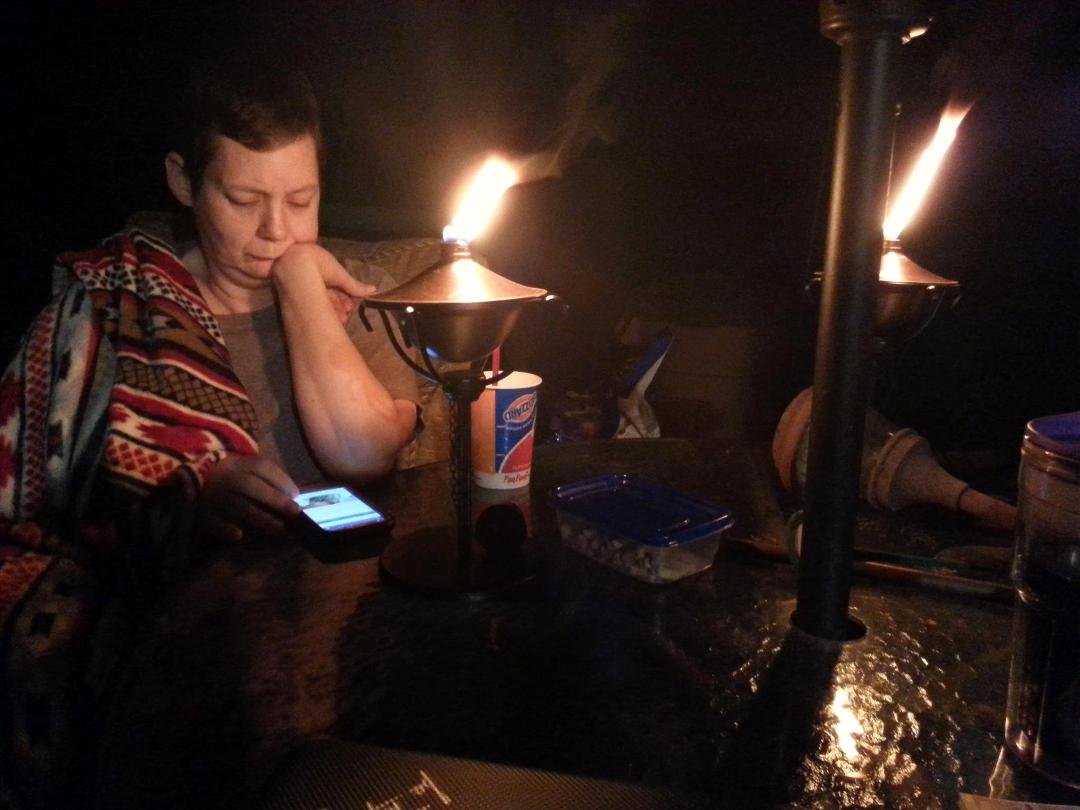 Lazy Thursday night, lounging on the patio with Wendy Taylor Robinson.