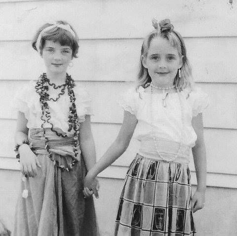 Came across this picture - circa 1956 or 1957 of my cousin Bebe & I. We were in Trenton and going to some sort of a "Halloween in the Summer" party.