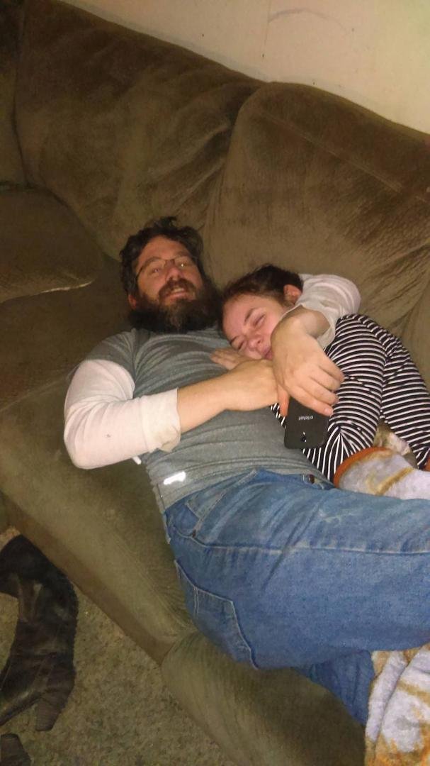 My son Jeff and granddaughter Ryan, just chillin!!!!!!