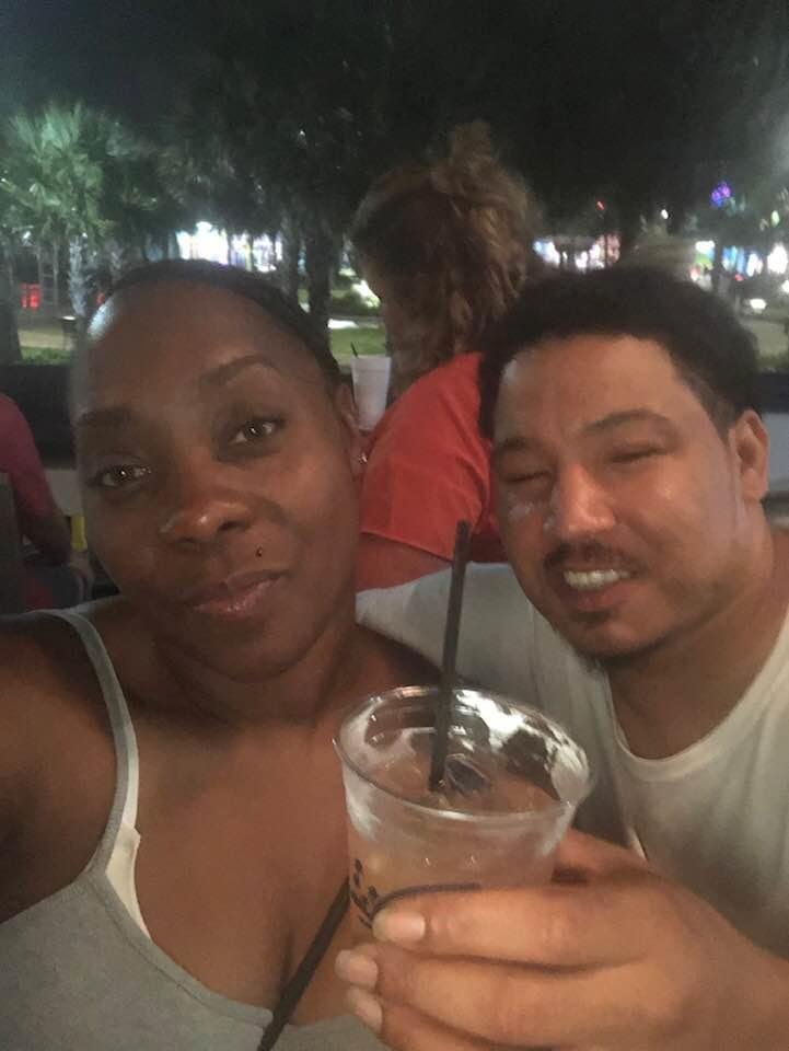 Having a few drinks, looking at the ocean.