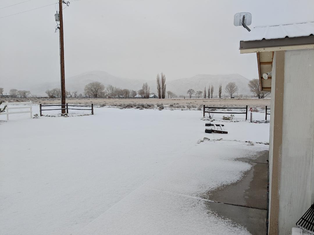 Westerly view Christmas Morning 2018, snowing.