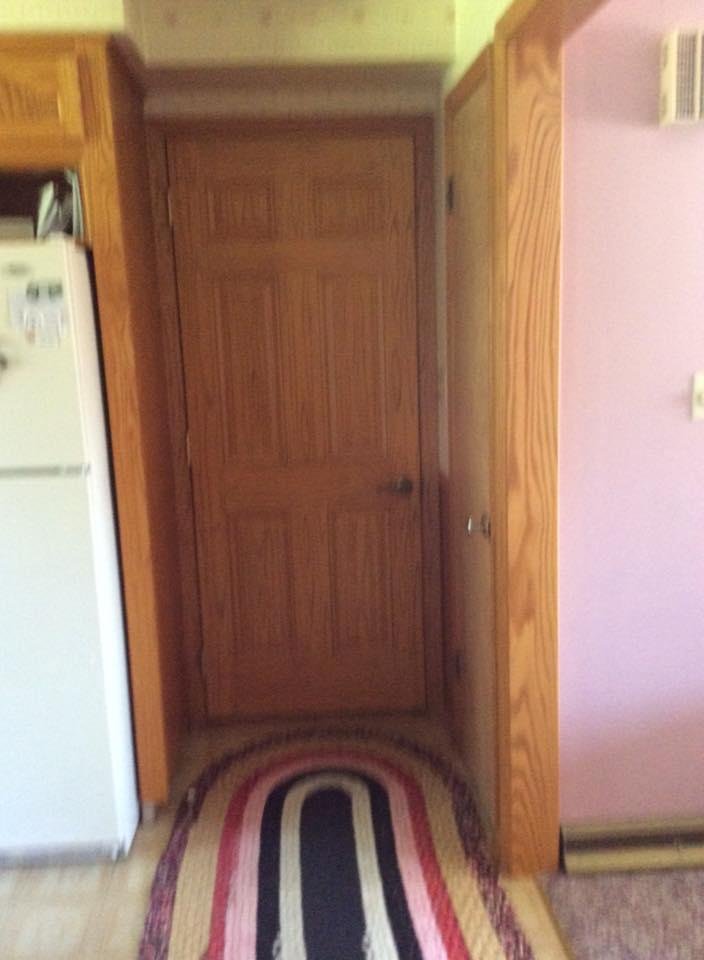 Got the steel entry door back from painter. So pleased with faux wood finish.