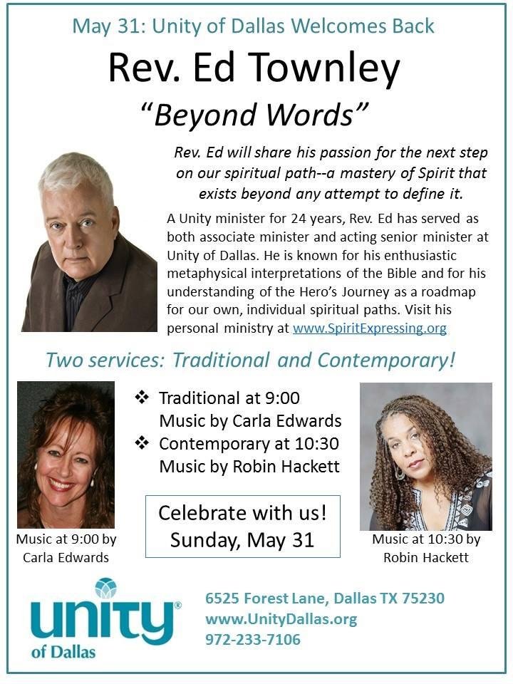 Ed Townley will be speaking at both services on Sunday.