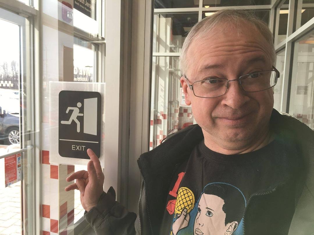 OK, is it just me or is this emergency exit sign at Five Guys just a little disconcerting? I mean, it's a burger joint (and a very good one) but, under what circumstances would I have to run out of there as if my very life 