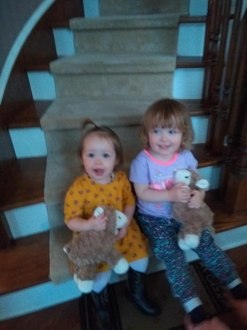 Great niece Lucy on the left and Grand daughter Hailey waiting for the Easter Bunny.