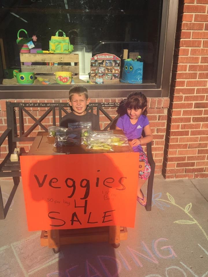 Stop by Scott-McCoppin Book Store to buy vegetables grown by Griffin in his own Garden. Supplies are limited. 1.50 per bag