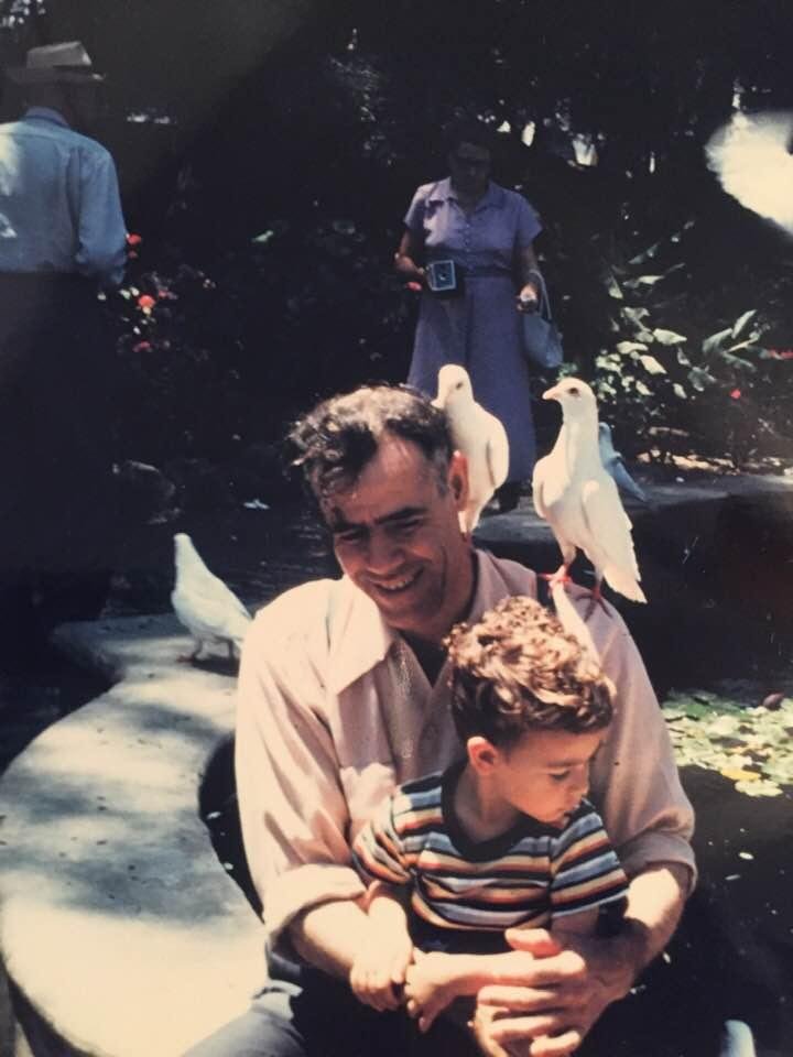 My Father and me around 1952 at Mission San Juan Capistrano in California.