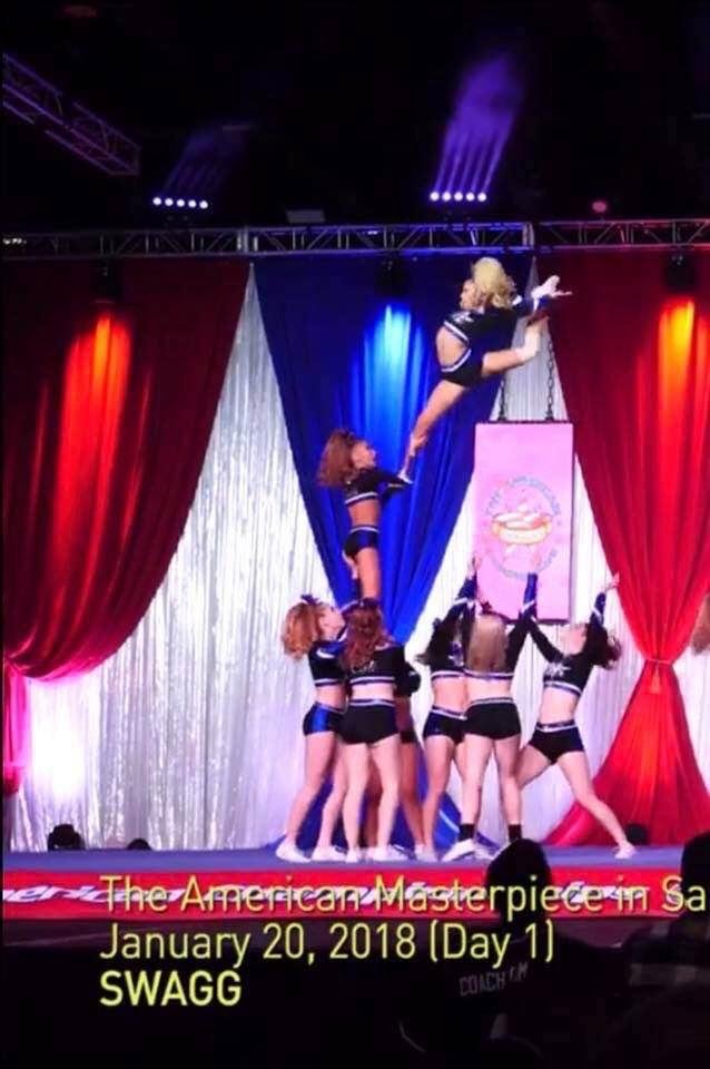 Granddaughter Kendal Raye flying through the air.