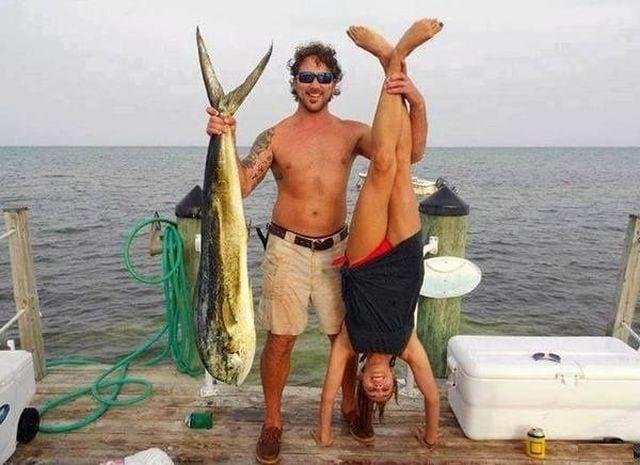 Where do you get a fishing license for that? I'll bet I can tell you which catch put up the most fight. I wonder what he used for bait? Trolling with a gold card and a Jaguar would be my guess.