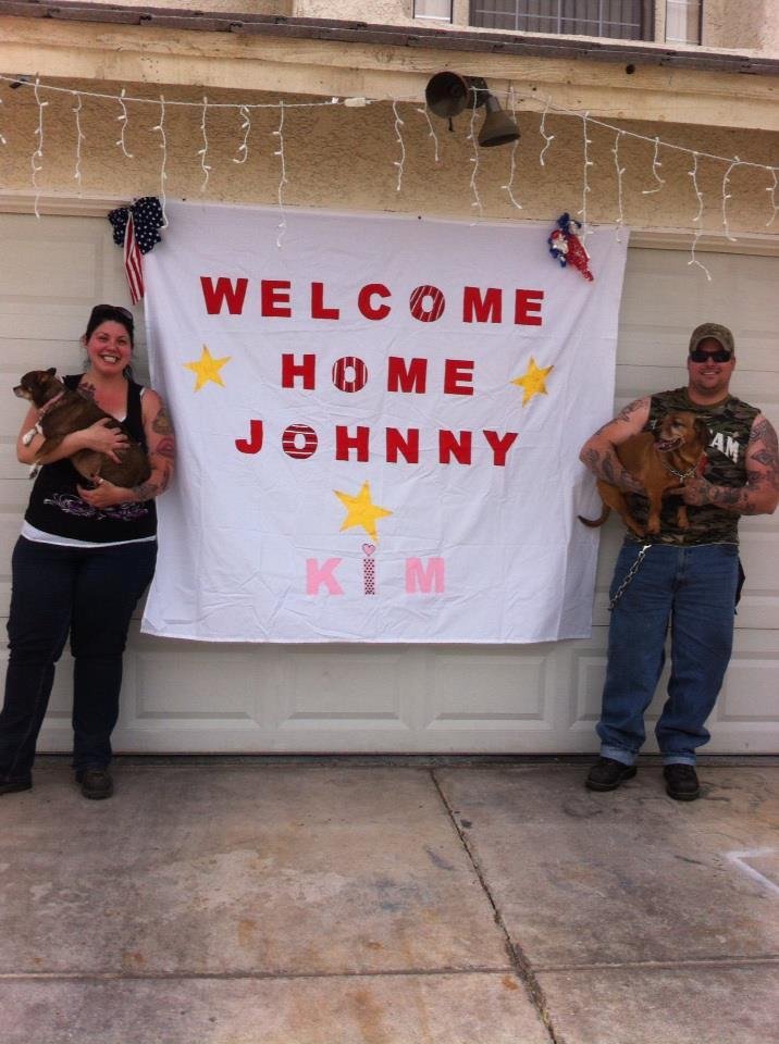 Welcome home to my dear son johnny and his beautiful bridegroom be Kim. Served  4 years in the army. We are all so proud!!