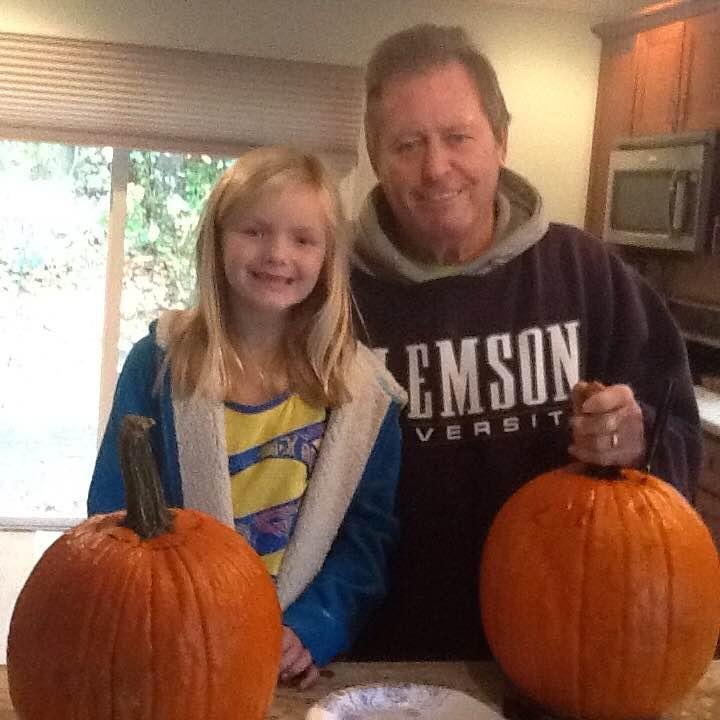 Pumpkin carving day Jacqueline and Bpa.